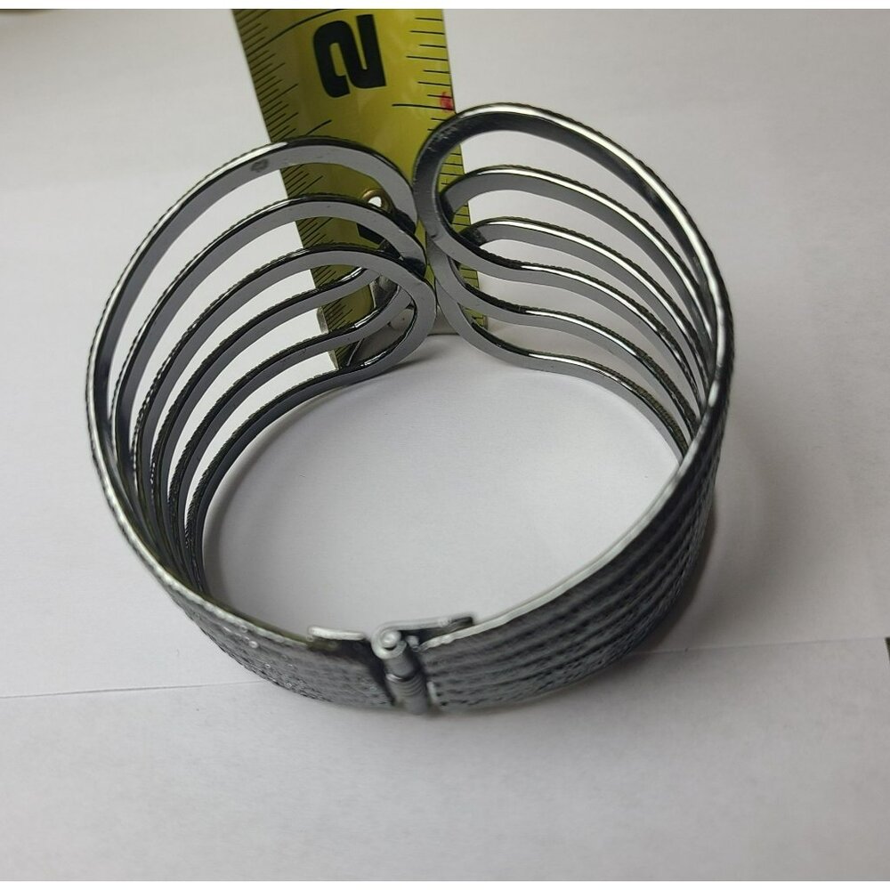 Antiqued Silver/Pewter-Tone Hammered Metal Wire Cuff Bracelet Fashion OSFM - Picture 8 of 9